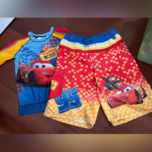 Disney boys swim top and trunks. Size 7/8. Lightning McQueen.